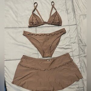 Guess Bikini Set with Skirt Brown